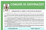 Comunicato su Tares e Politiche di Bilancio