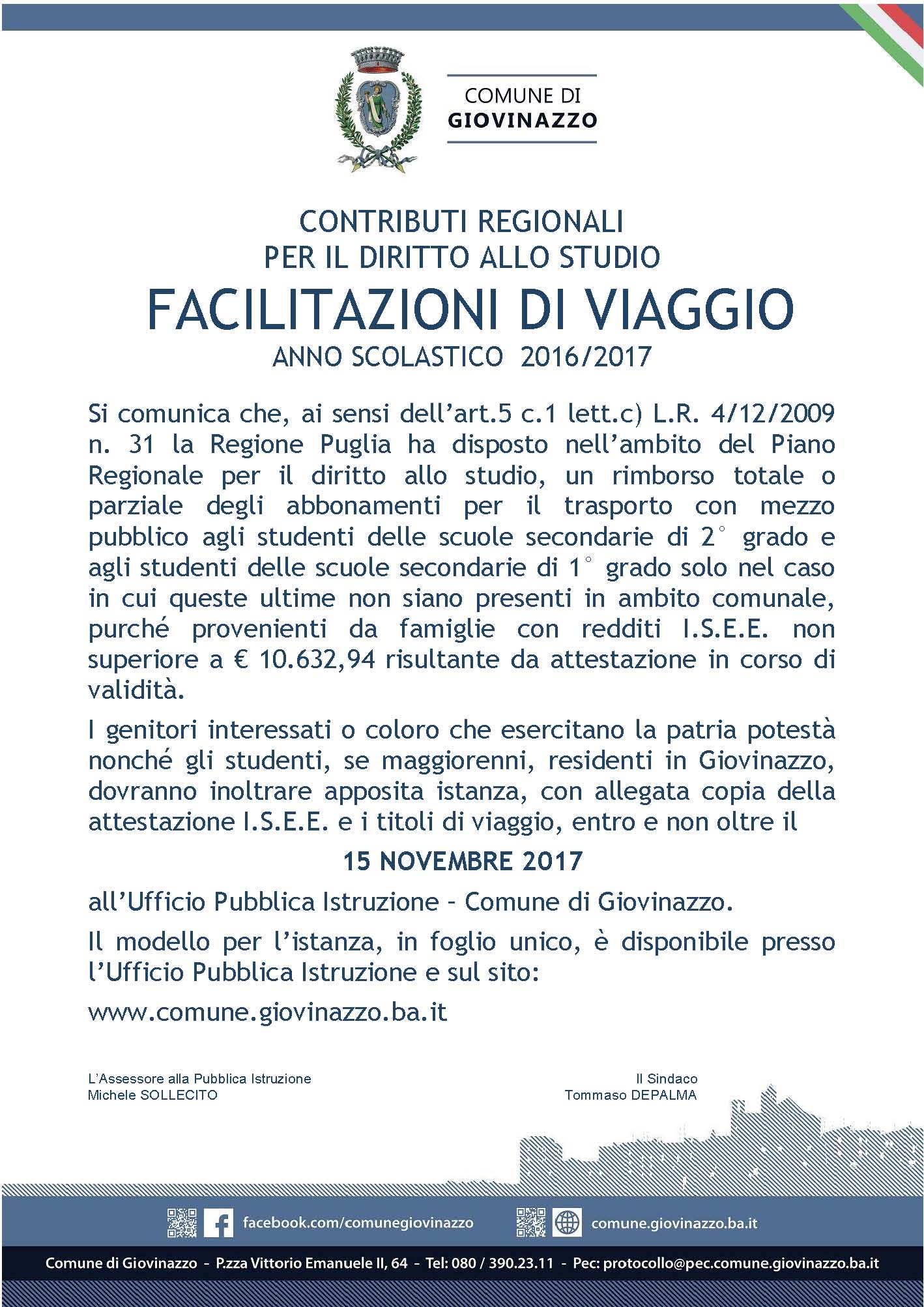 Manifesto Facilitazioni di viaggio 2017