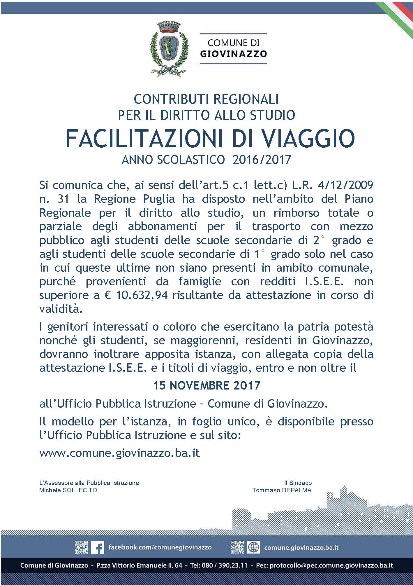 Manifesto Facilitazioni di viaggio 2017